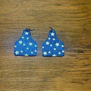 Sparkly Blue Star Earrings
